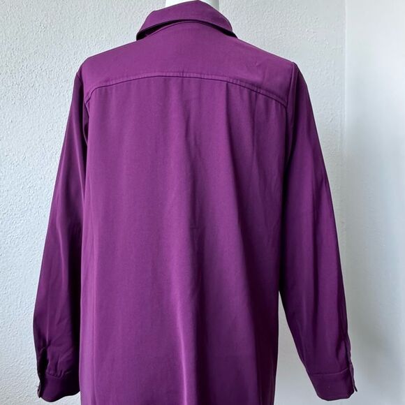 Susan Graver Button Down Blouse  Plum Long Sleeve  SZ XS - Picture 6 of 10